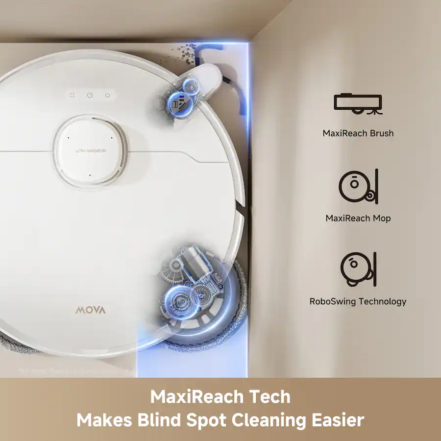 MOVA - P10 Pro Ultra Gen2 Robot Vacuum and Mop, 26,000Pa Suction, Mop Hot Air and Fast Drying, Hot Water Mop-Washing - White - Image 7